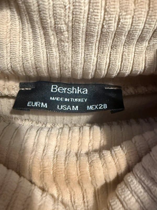Bershka Bershka Brown Velvet Cropped Turtleneck Jumper