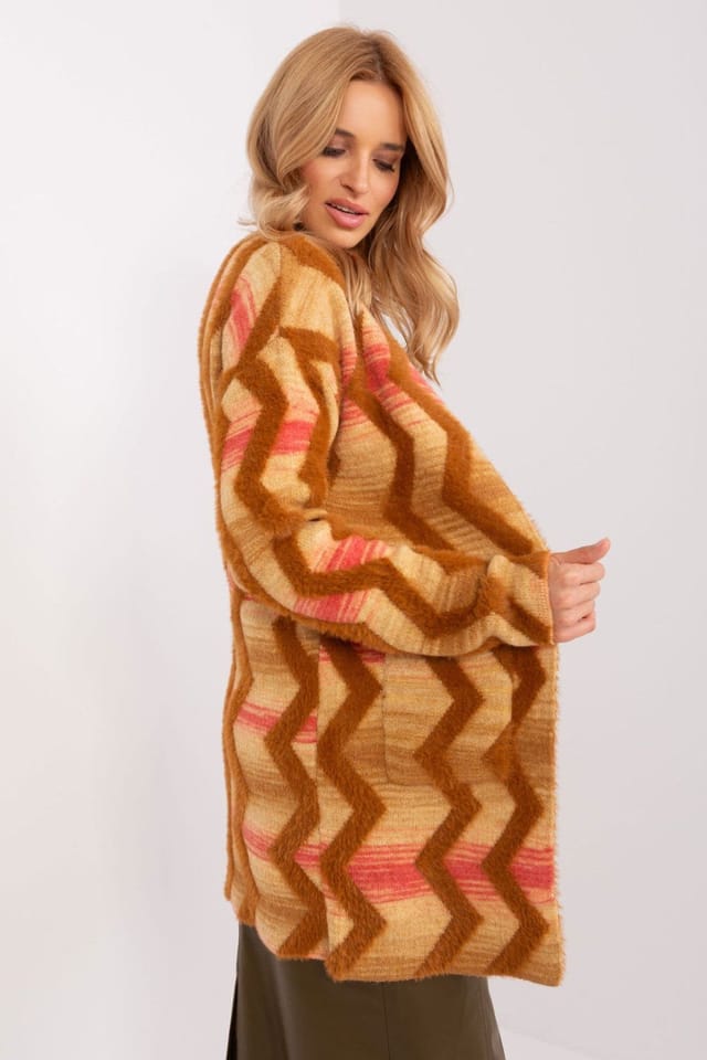 Love Lace Love Lace Women's Everyday Geometric Pattern Open Front Cardigan in Brown - 2