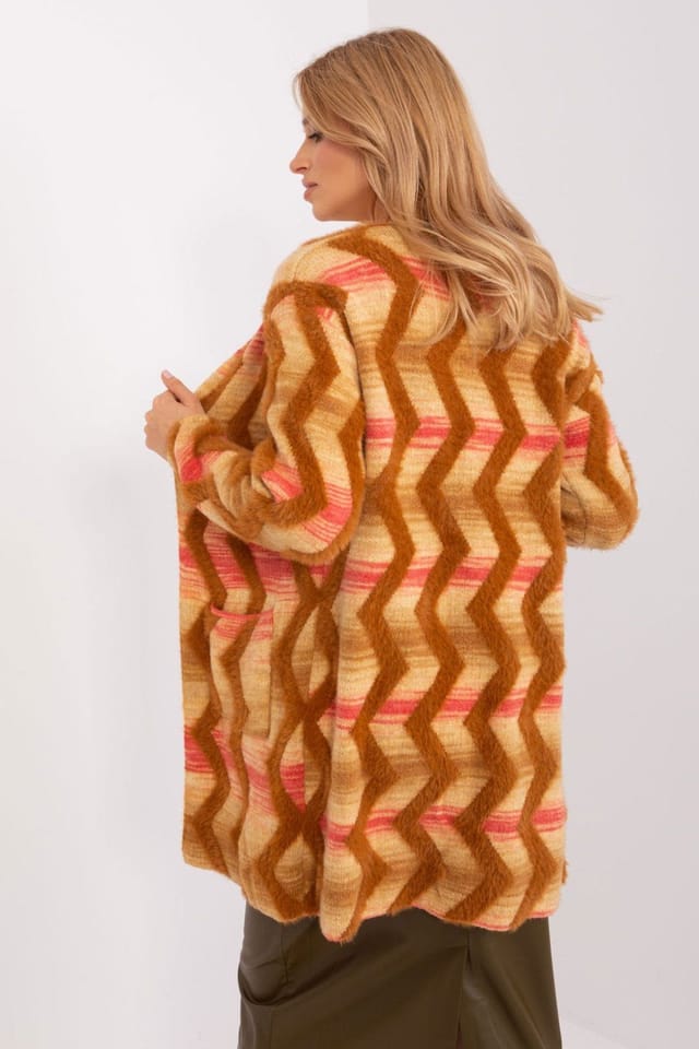 Love Lace Love Lace Women's Everyday Geometric Pattern Open Front Cardigan in Brown - 3