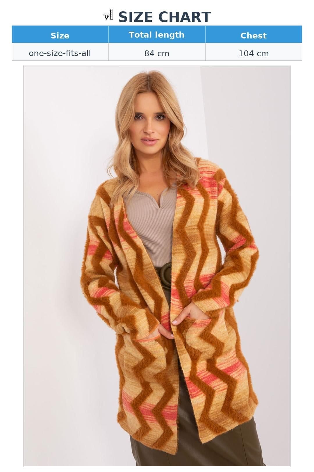 Love Lace Love Lace Women's Everyday Geometric Pattern Open Front Cardigan in Brown - 4