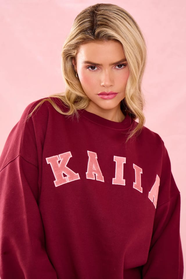Kaiia Kaiia Slogan Oversized Sweatshirt Warm Berry - 2
