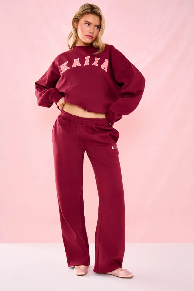 Kaiia Kaiia Slogan Oversized Sweatshirt Warm Berry - 3