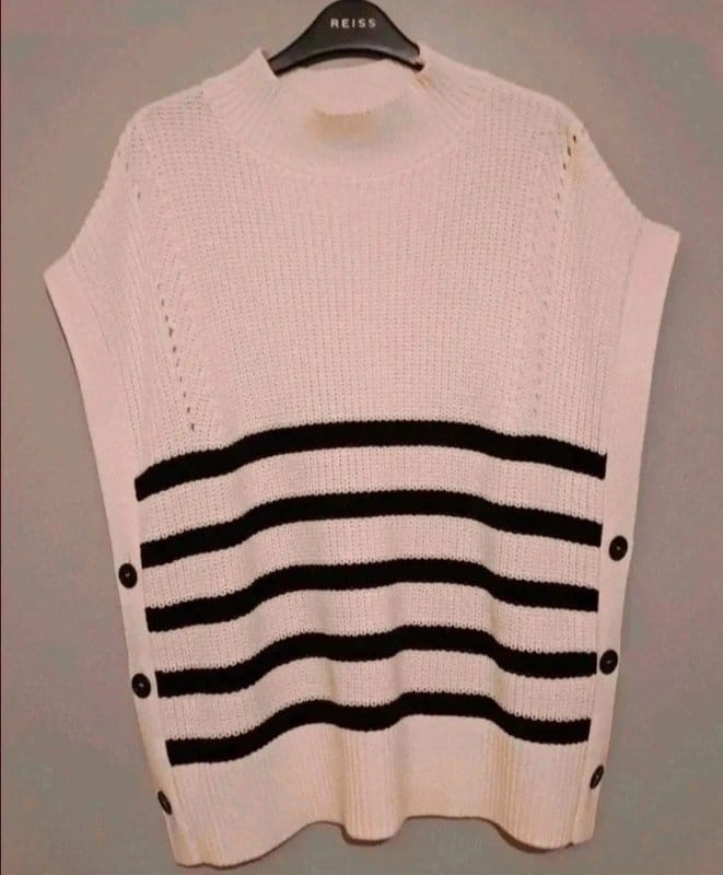 Mint Velvet Mint Velvet Striped Cotton Blend Waistcoat- size L/16 - 1