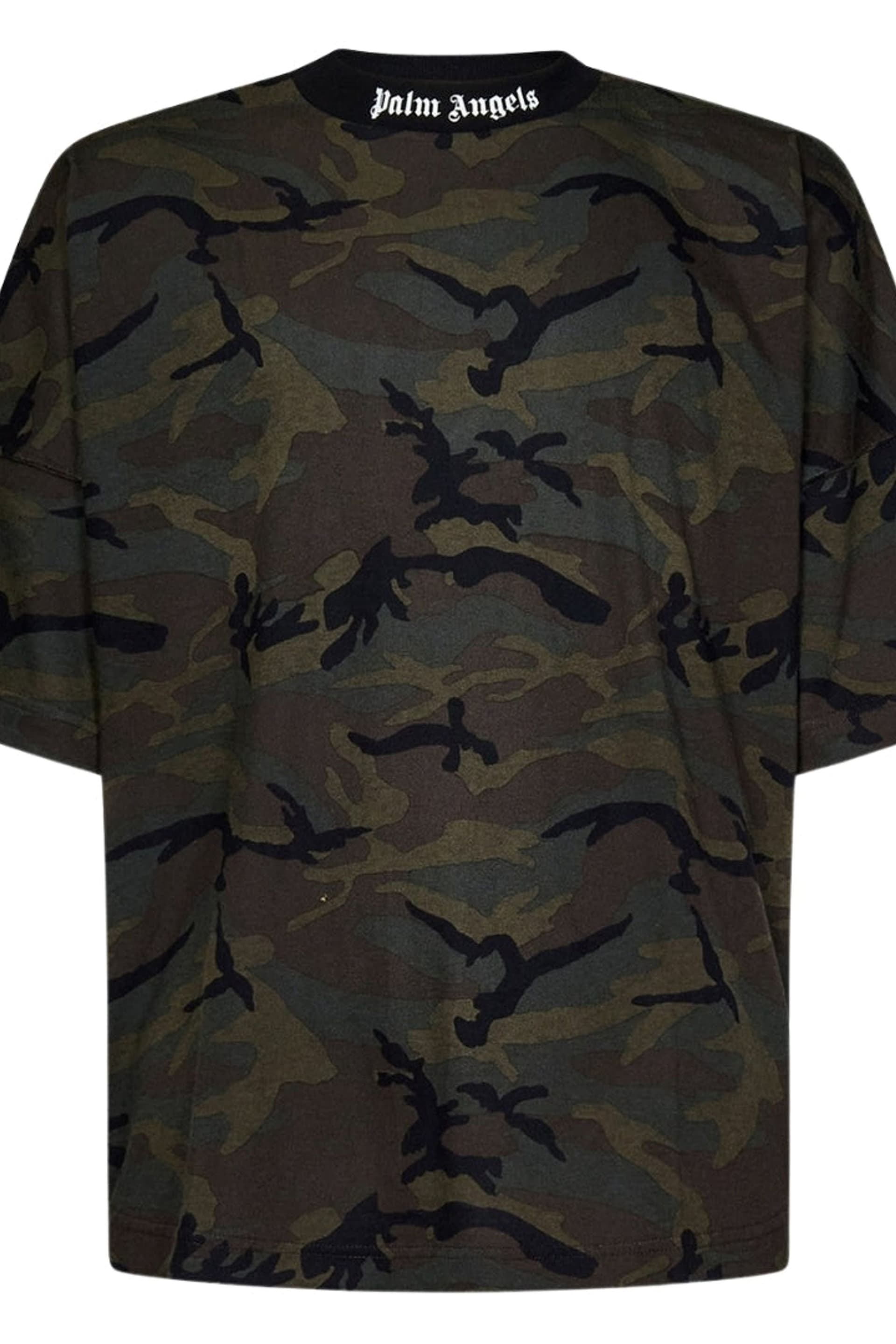Palm Angels Palm Angels Men's Three Quarter Sleeve Crew Oversized T-shirt in Dark Green