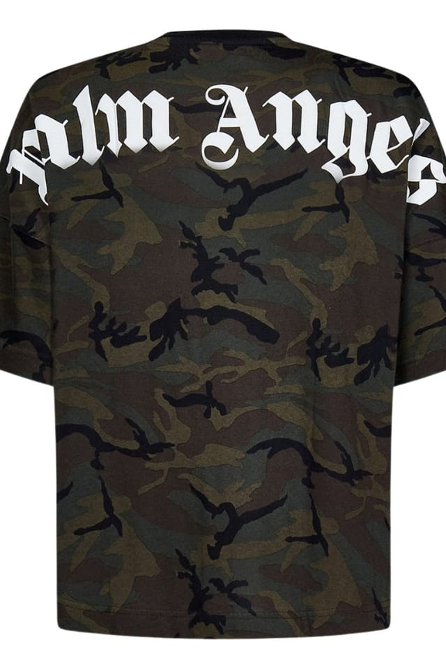 Palm Angels Palm Angels Men's Three Quarter Sleeve Crew Oversized T-shirt in Dark Green - 2
