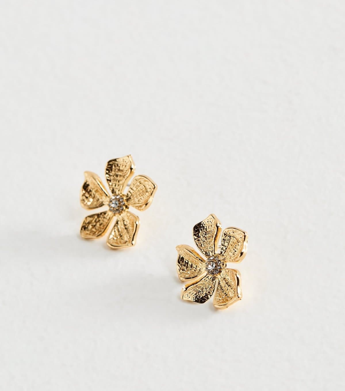 New Look Gold Tone Diamante Centre Flower Large Stud Earrings New Look