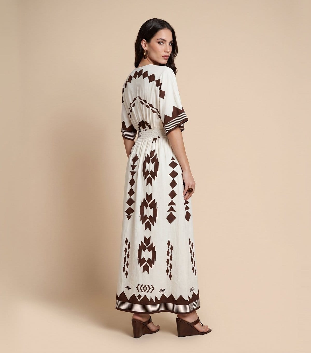 Urban Bliss Women's Brown Geometric Print Angel Sleeve Maxi Dress Urban Bliss New Look - 4