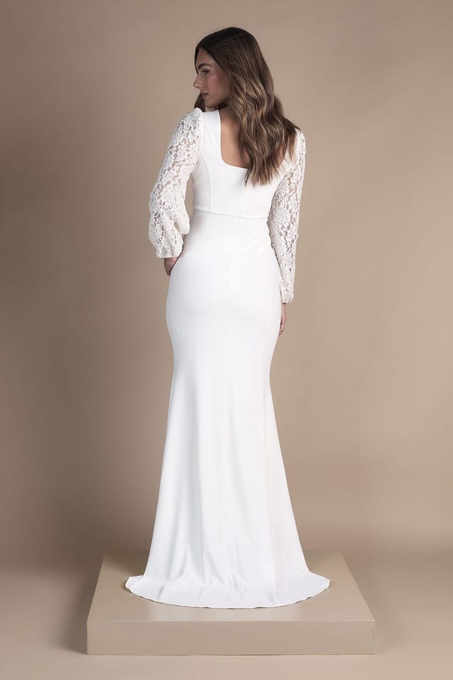 Coast Coast Women's Square Neck Statement Sleeve Maxi Fishtail Wedding Dress in Ivory - 3