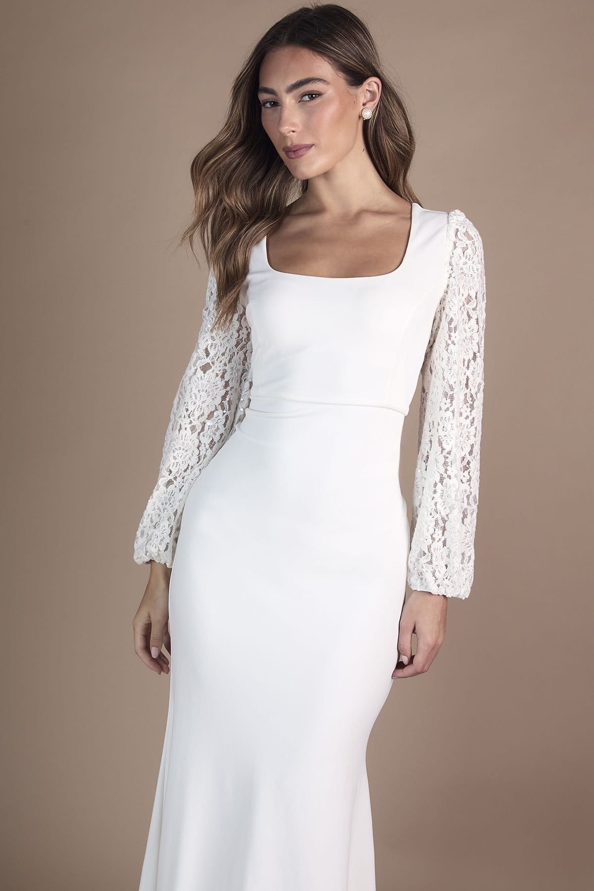 Coast Coast Women's Square Neck Statement Sleeve Maxi Fishtail Wedding Dress in Ivory - 4