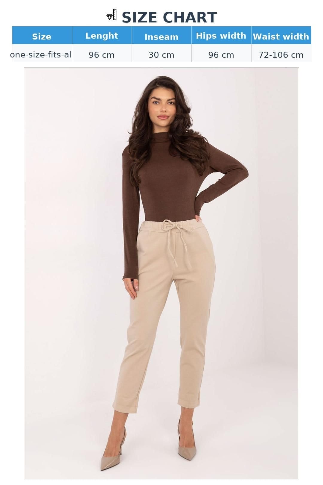 Love Lace Love Lace Women's High Waist Tapered Tie Casual Trousers in Beige - 4