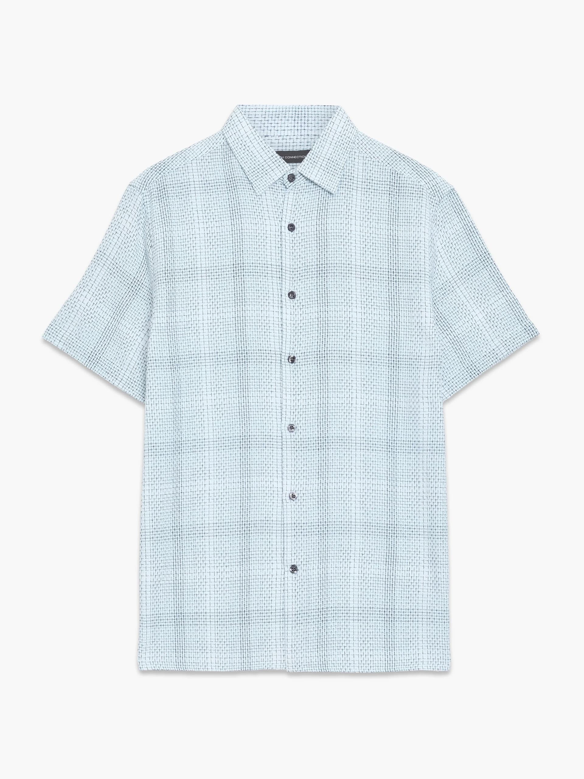 French Connection Barrow Dobby Short Sleeve Shirt Blue Combo