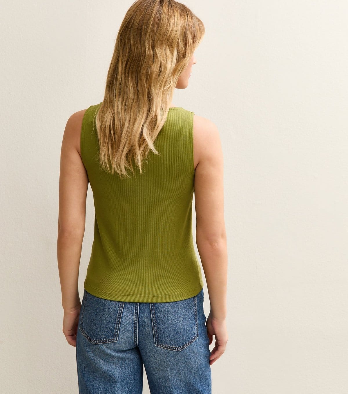 New Look Women's Mid Green Button Through Tank Top New Look - 4
