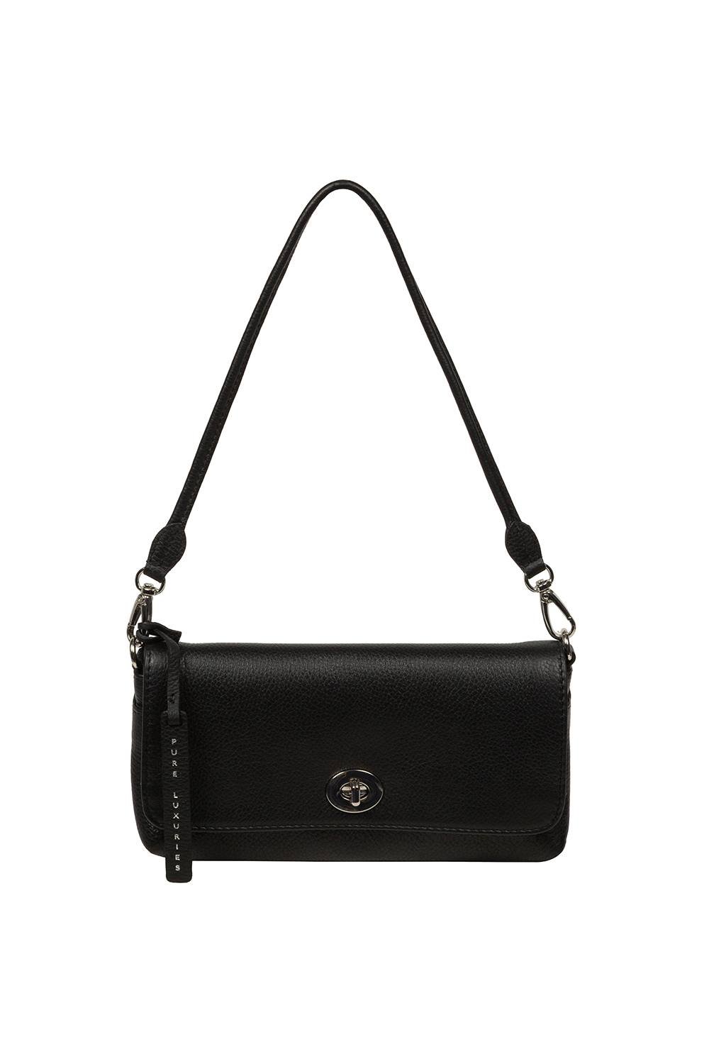Pure Luxuries London Pure Luxuries London Women's 'Christabel' Leather Cross Body Clutch Bag in Black - 1
