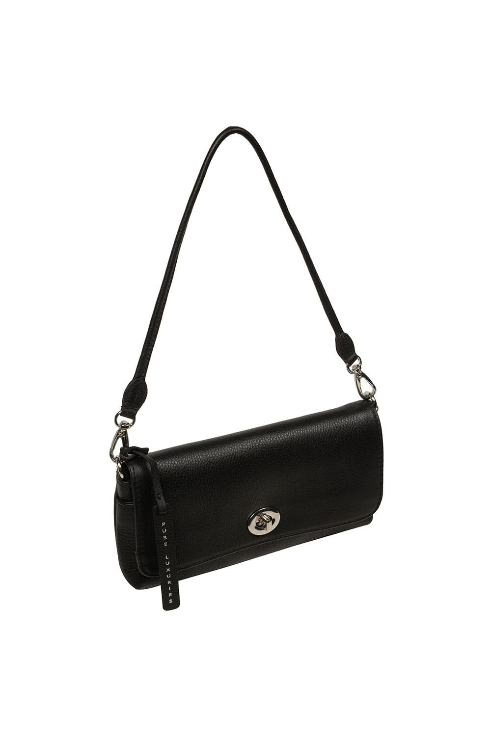 Pure Luxuries London Pure Luxuries London Women's 'Christabel' Leather Cross Body Clutch Bag in Black - 4