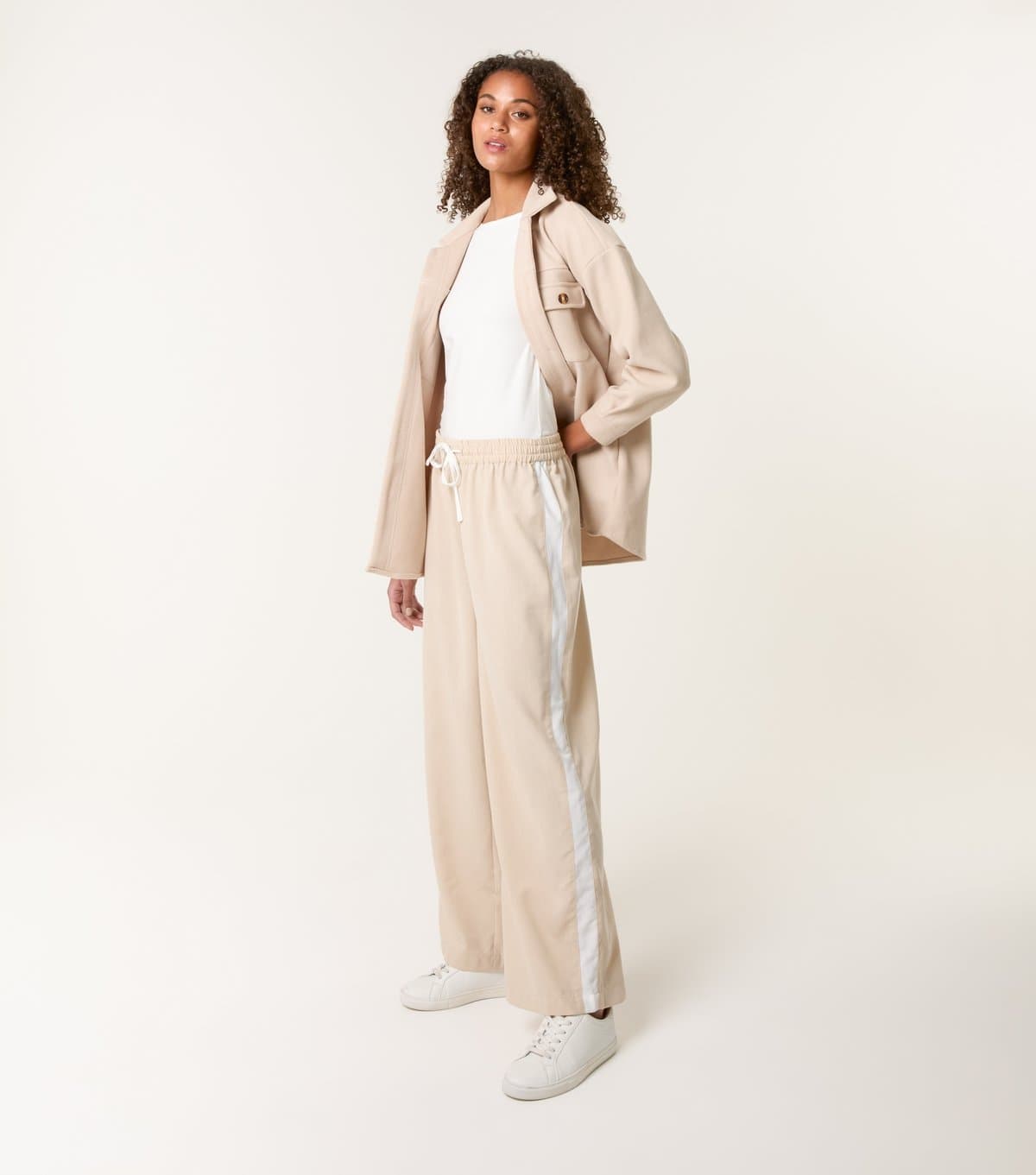 Blue Vanilla Women's Stone Side Stripe Trousers Blue Vanilla New Look