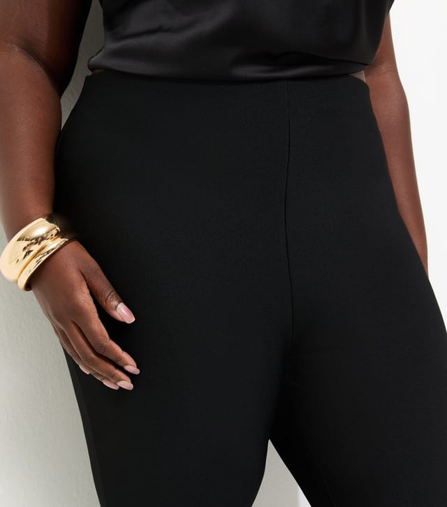 New Look Women's Plus Size Black Ottoman Rib Flare Trousers Curves New Look - 2
