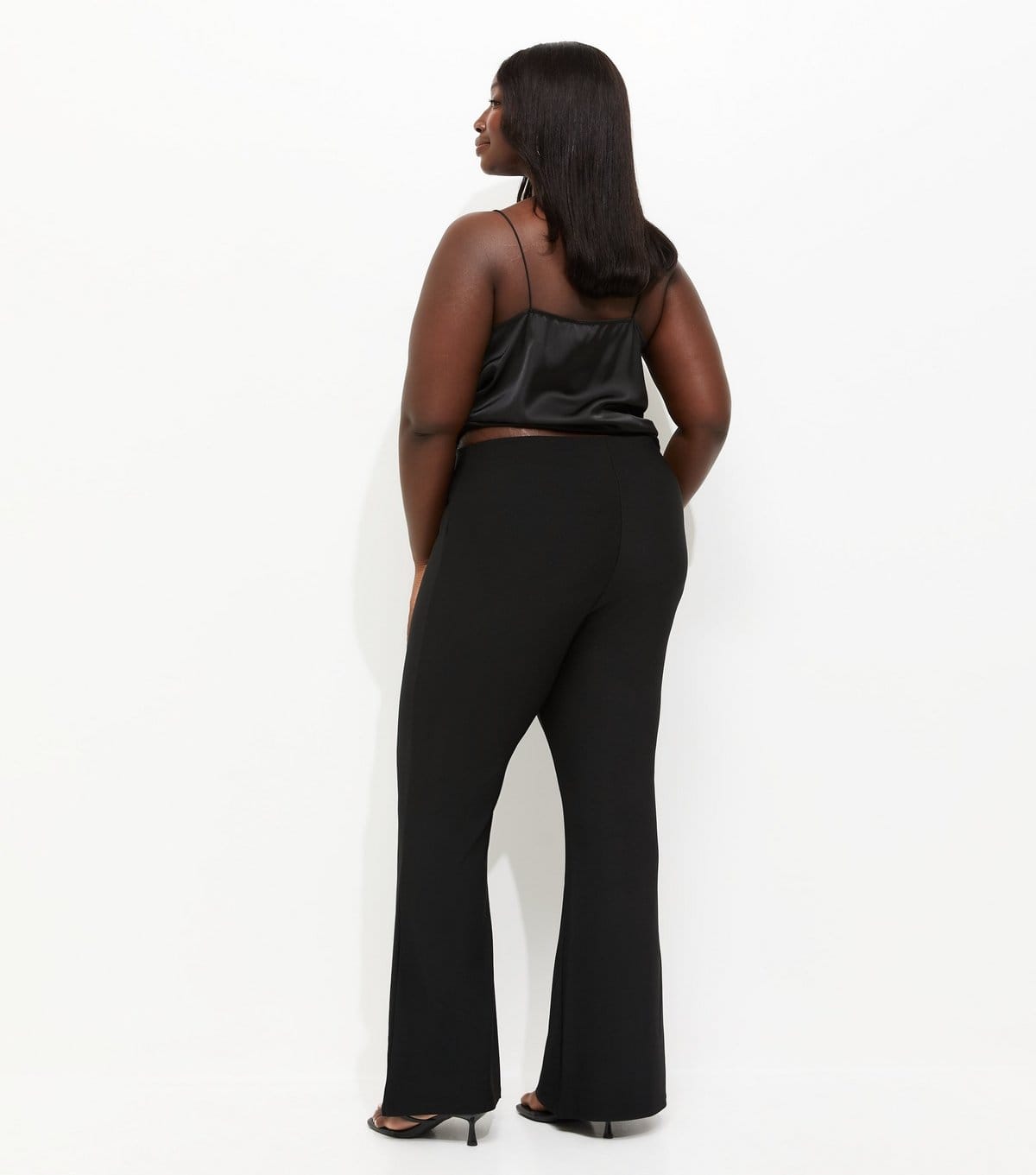 New Look Women's Plus Size Black Ottoman Rib Flare Trousers Curves New Look - 4