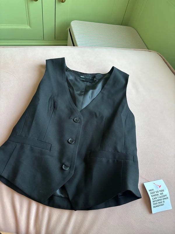ASOS Design Black Satin V-Neck Waistcoat