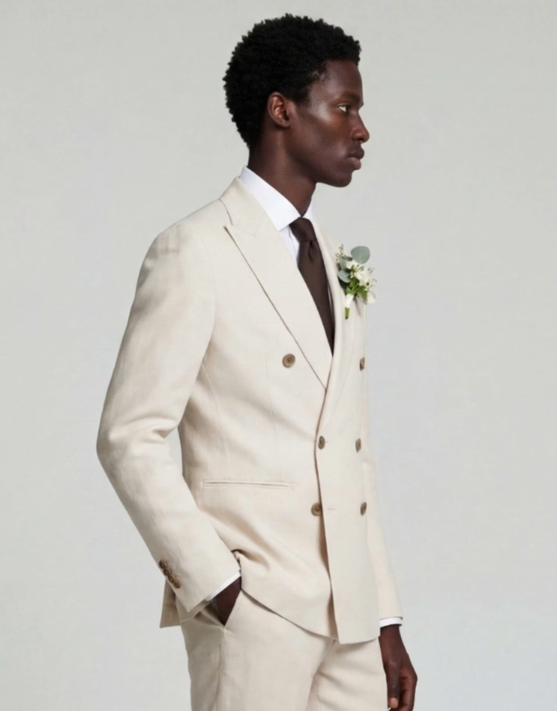 ASOS Harry Brown Giacomo slim fit double breasted suit in stone