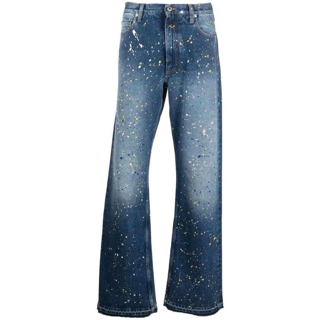 Off-White Off-White Men's Paint Relax Slim Fit Blue Jeans