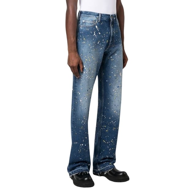 Off-White Off-White Men's Paint Relax Slim Fit Blue Jeans - 3