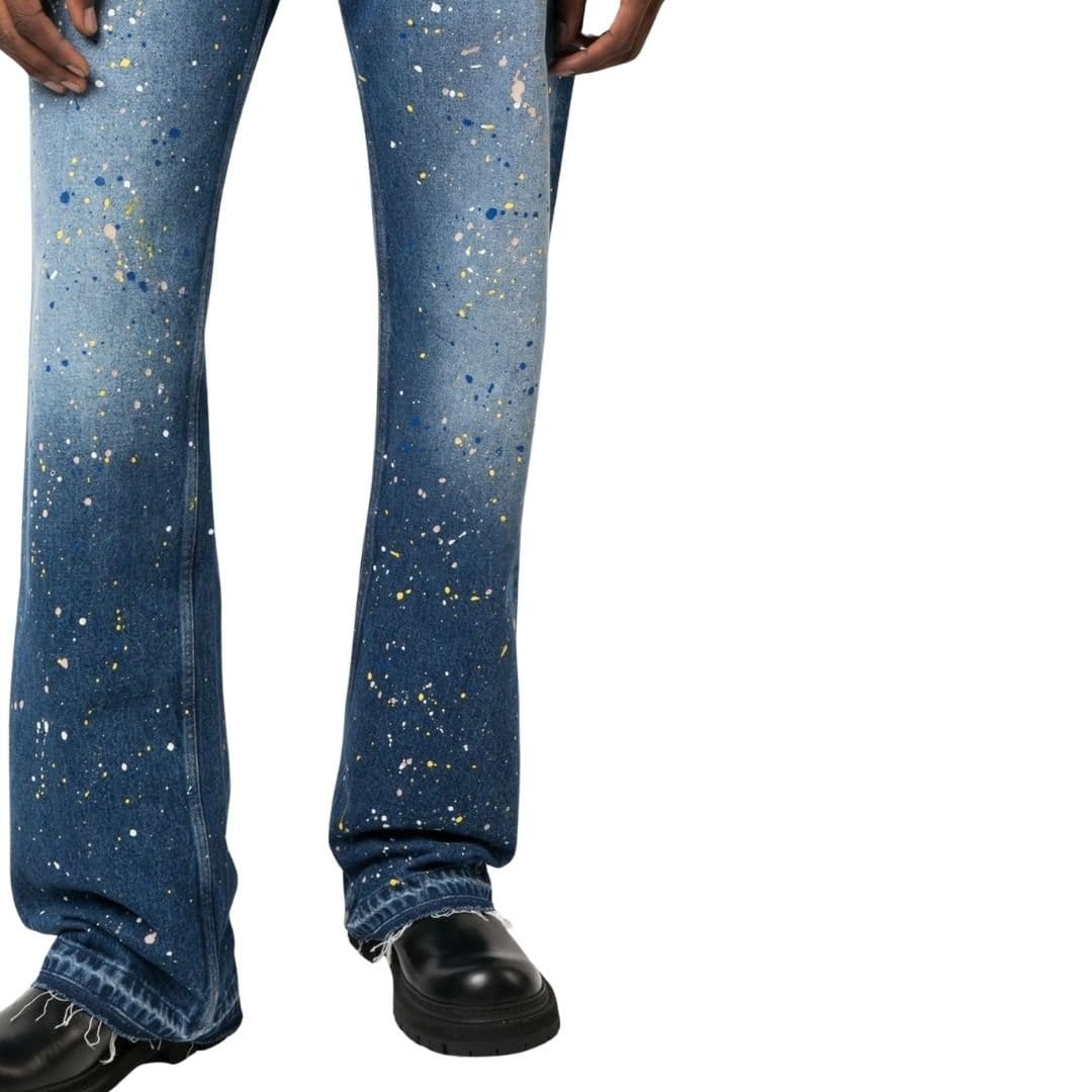 Off-White Off-White Men's Paint Relax Slim Fit Blue Jeans - 4
