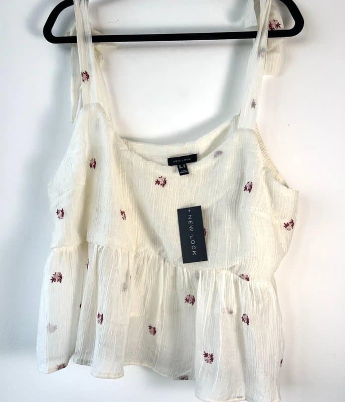 New Look New look - embroidered floral top - size 22 - white