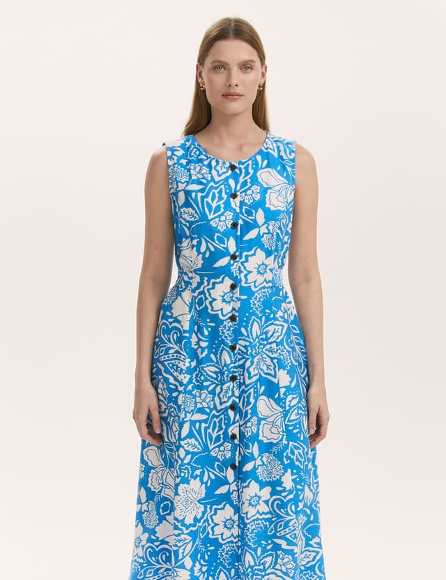 Finery London Finery London Women's Aimee Floral Midi Dress in Bright Blue - 2