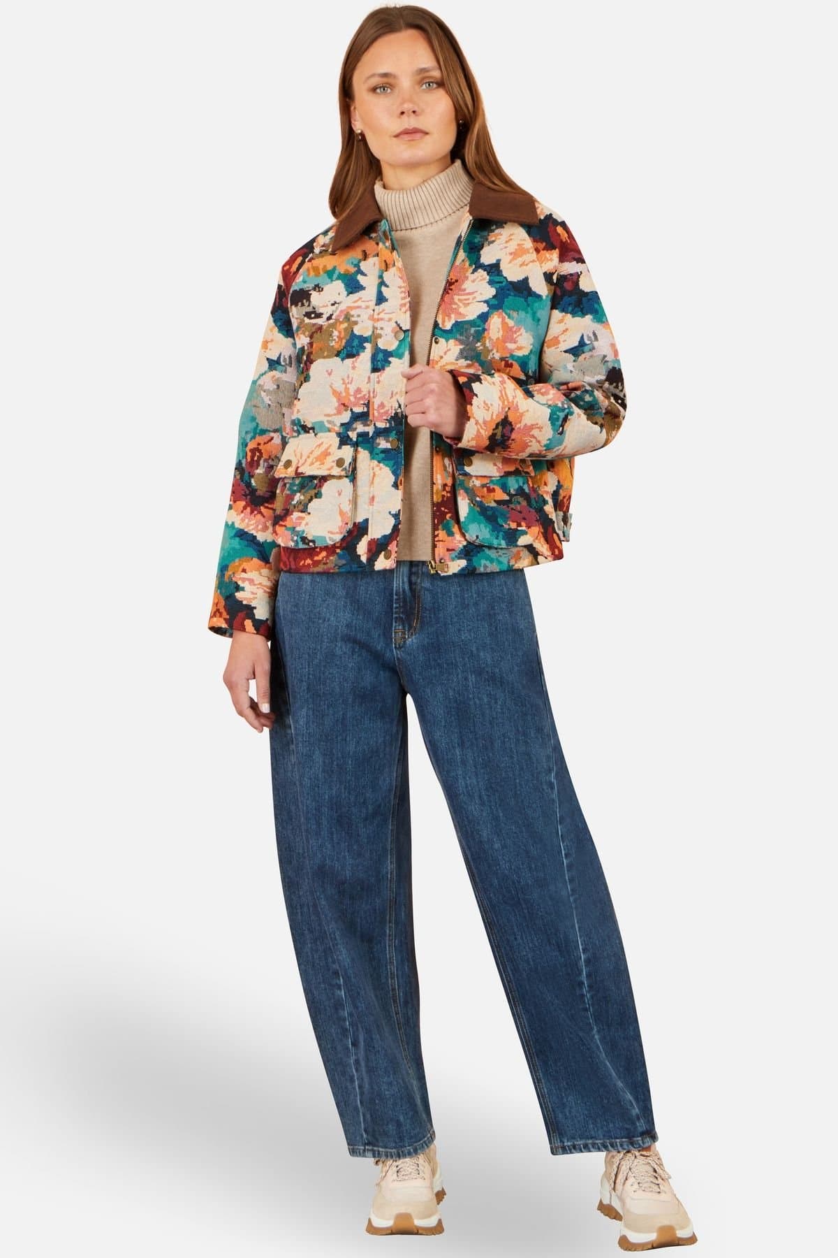 Yumi Yumi Women's Floral Woven Bomber Jacket