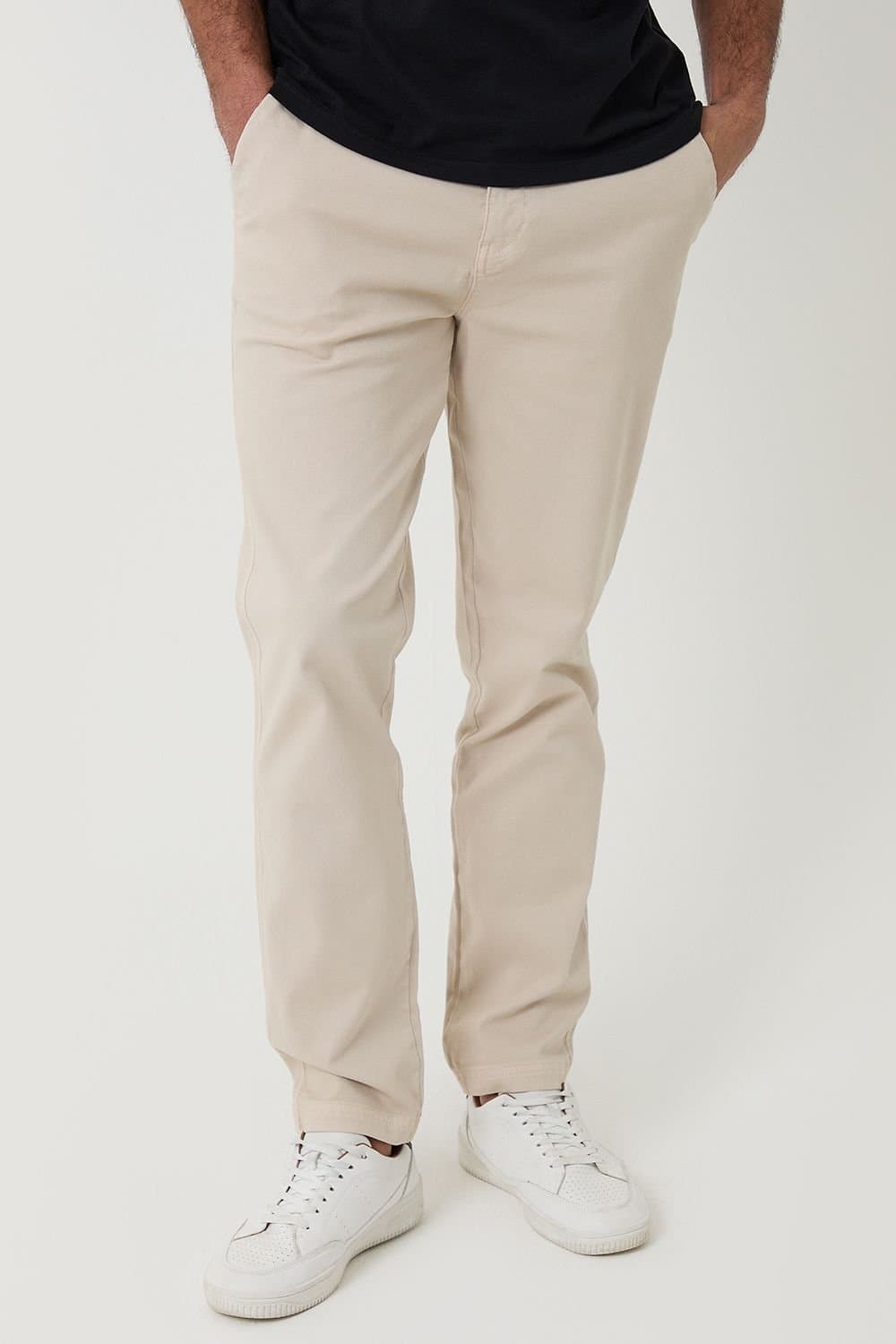 Threadbare Threadbare Light Stone Cotton Chino Trousers
