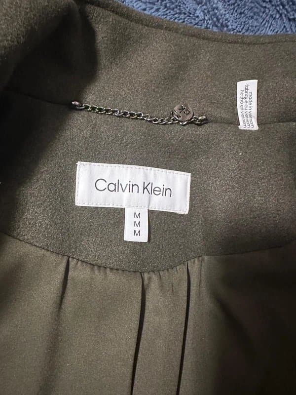 Calvin Klein Calvin Klein Khaki Green Wool Blend Coat – Size M