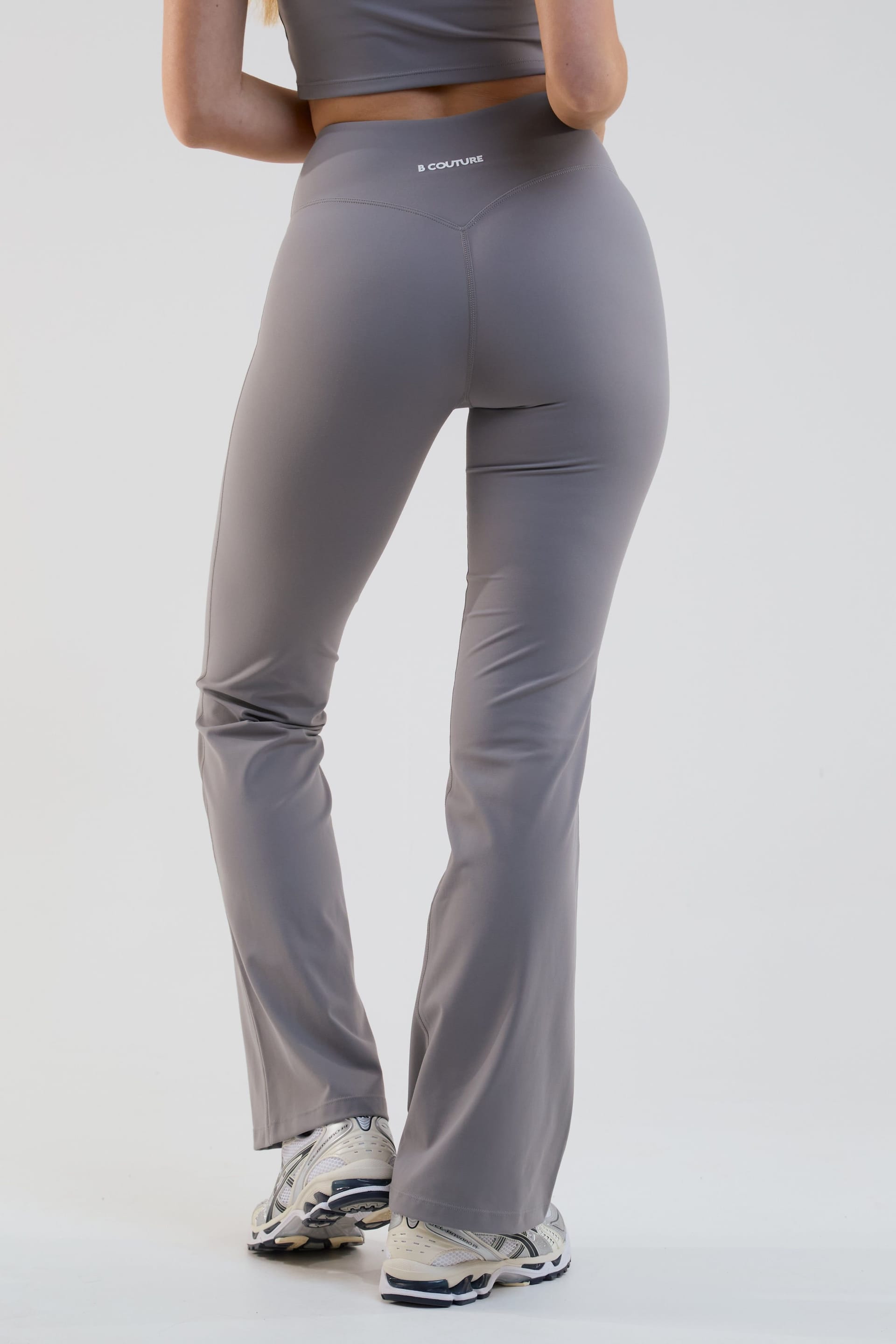 BCouture BCouture Women's Flared Leggings & Cropped Tank Top Set in Dark Grey - 4