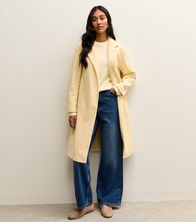 New Look Women's Light Yellow Open Front Longline Coat New Look - 3