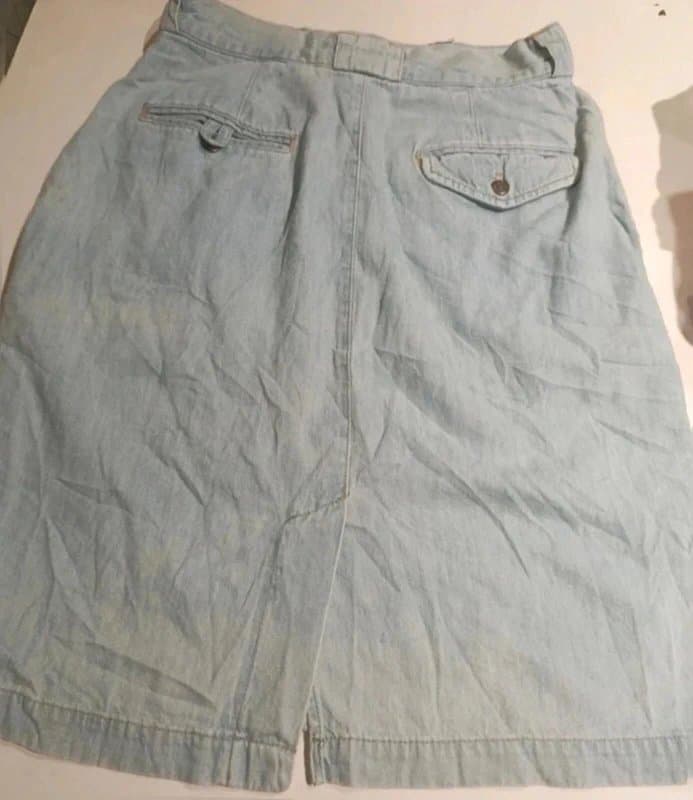 Calvin Klein Vintage 90s Calvin Klein Sport denim Skirt UK 8 made in USA Y2K A Line Light Wash