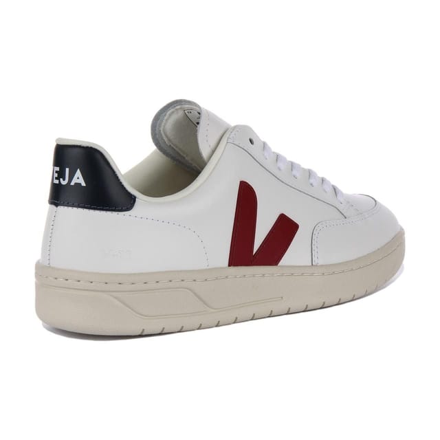 Veja Veja Men's 'V-12 Leather' Leather Trainers in White - 3