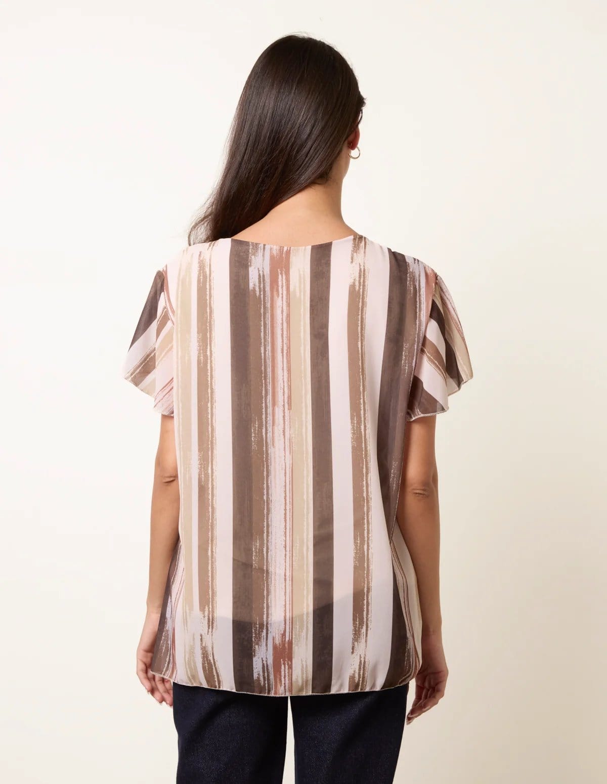 Blue Vanilla Short Sleeve Pleated Paint Top - 4