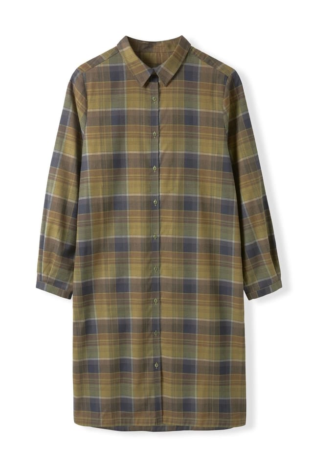 Celtic & Co Celtic & Co Women's Checked Collared Shirt Dress in Olive - 2
