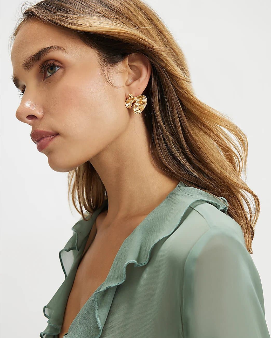 River Island River Island Womens Gold Molten Stud Earrings