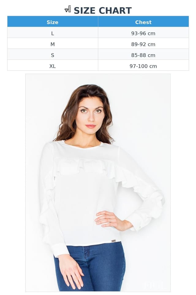 Love Lace Love Lace Women's Frilled Long Sleeve Blouse with Cuffs in White - 2