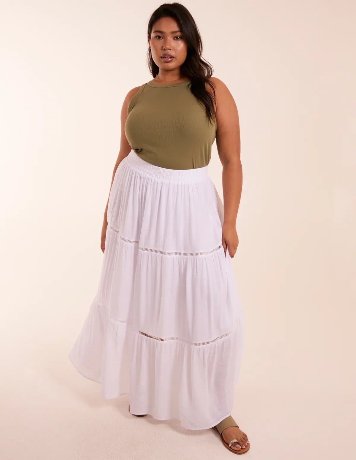 Blue Vanilla Curve Ladder Trim Maxi Skirt