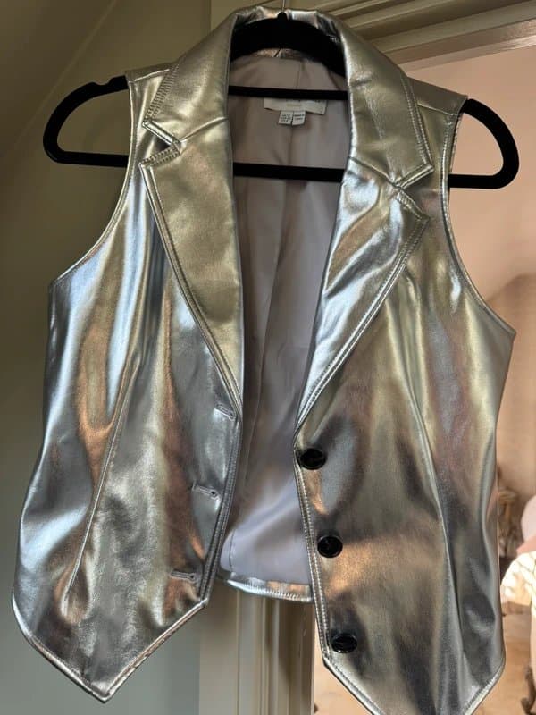 Never Fully Dressed Silver faux leather Waistcoat