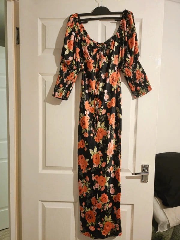 ASOS Design Black Floral Midi Dress