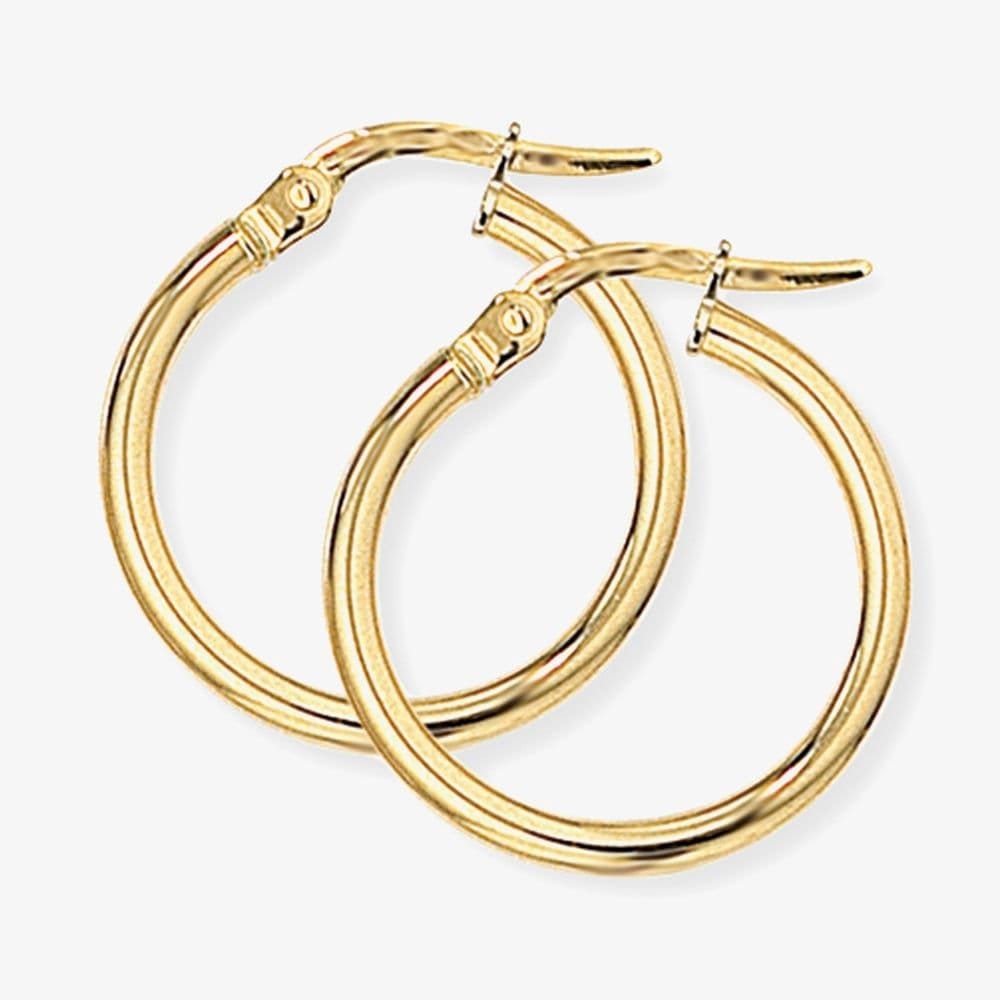 T.H.Baker T.H.Baker Women's 9ct Yellow Gold 18mm Tube Hoop Earrings E551 - 1