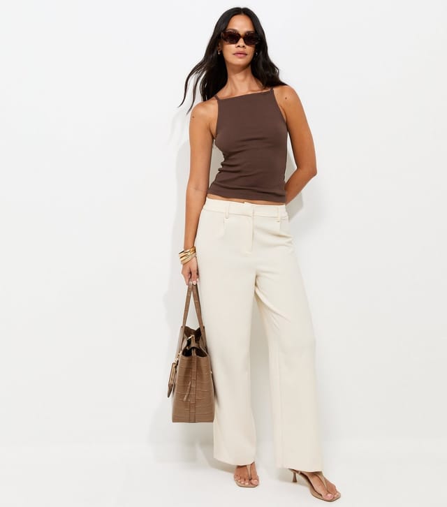 New Look Women's Dark Brown Cotton Rich Ribbed Jersey Vest Top New Look - 3
