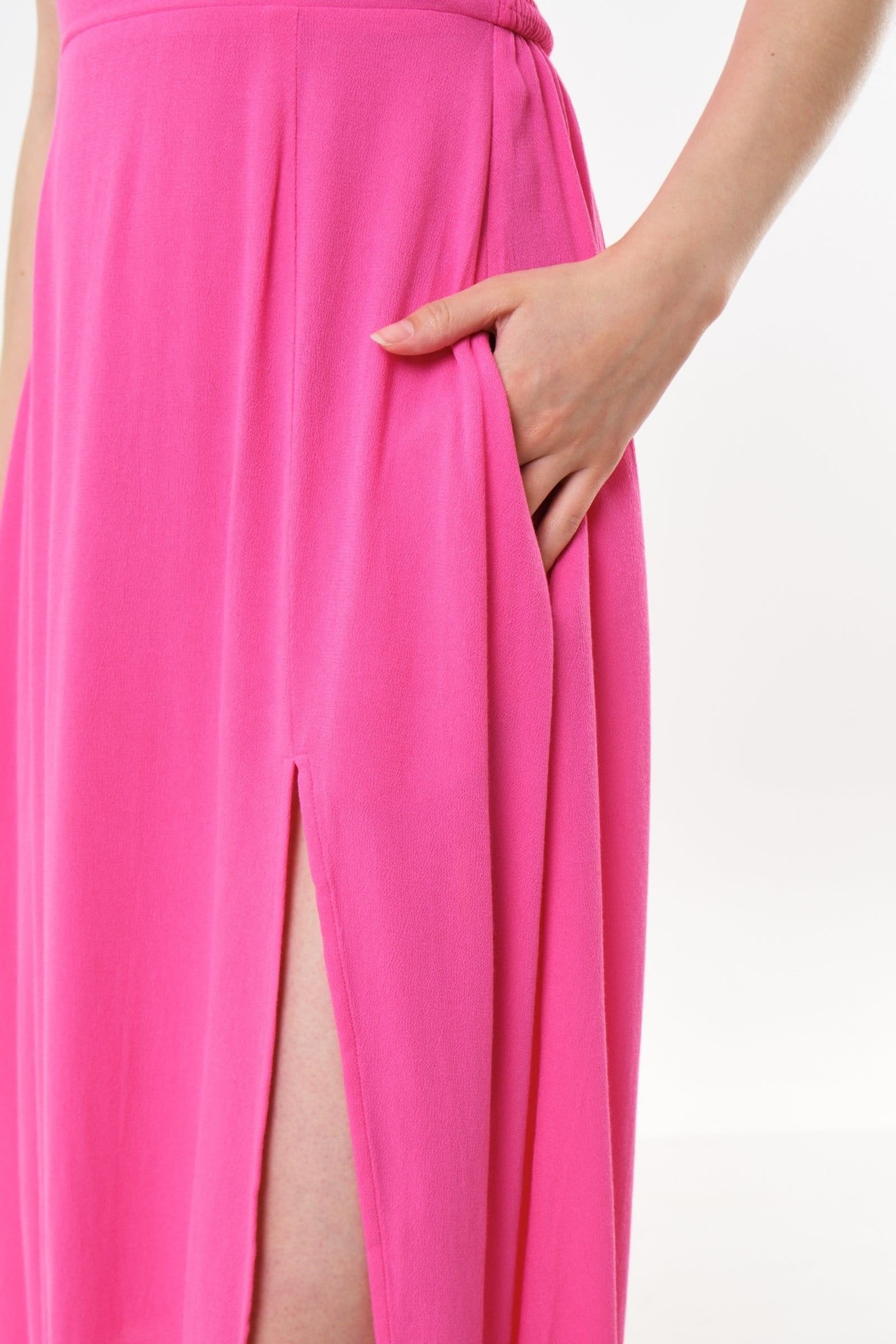 Louche Louche Women's Geri Moss Crepe Halter Neck Midi Dress in Pink - 4