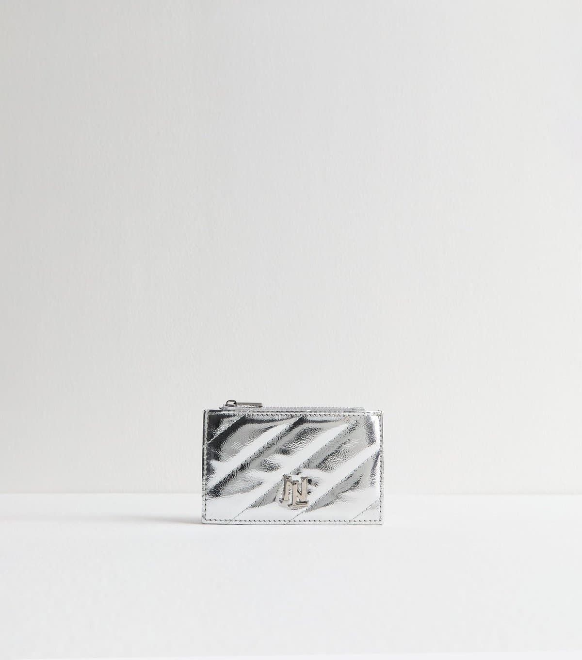 New Look Silver Quilted Faux Leather Cardholder New Look