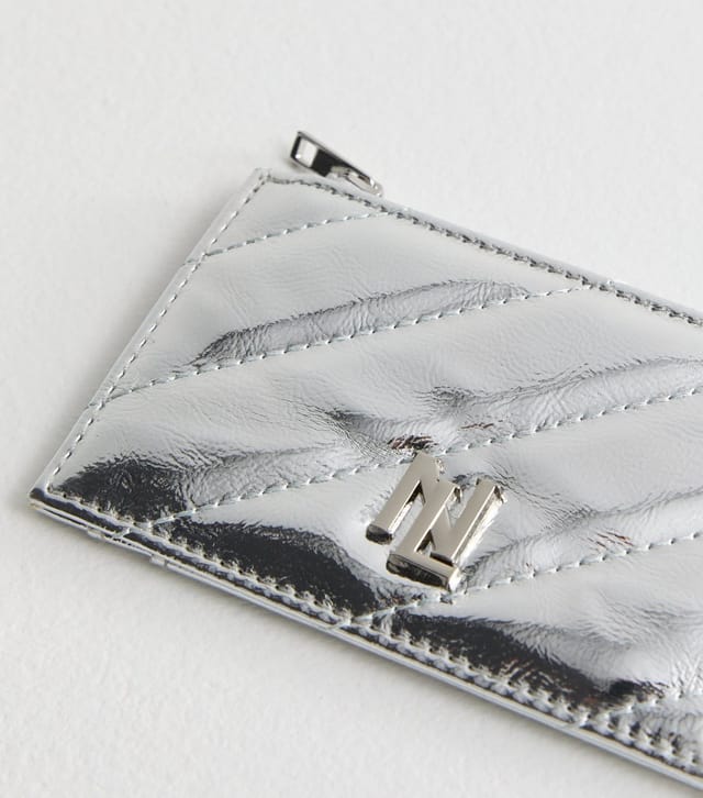 New Look Silver Quilted Faux Leather Cardholder New Look - 3
