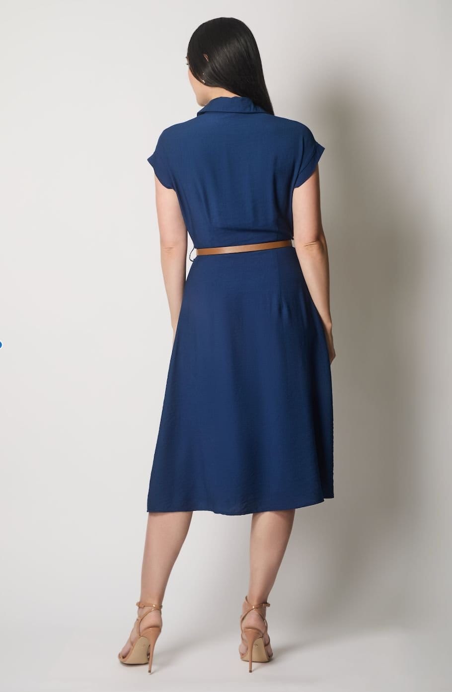 SOLO SOLO Women's Button-Down Midi Shirt Dress in Navy - 4