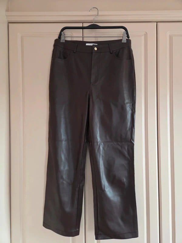 Never Fully Dressed Brown Vegan Leather Trousers