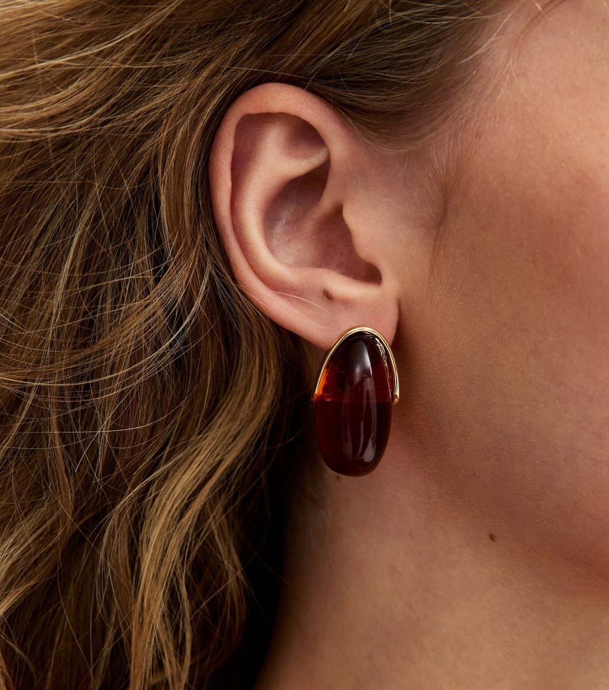 New Look New Look Brown Teardrop Stud Earrings